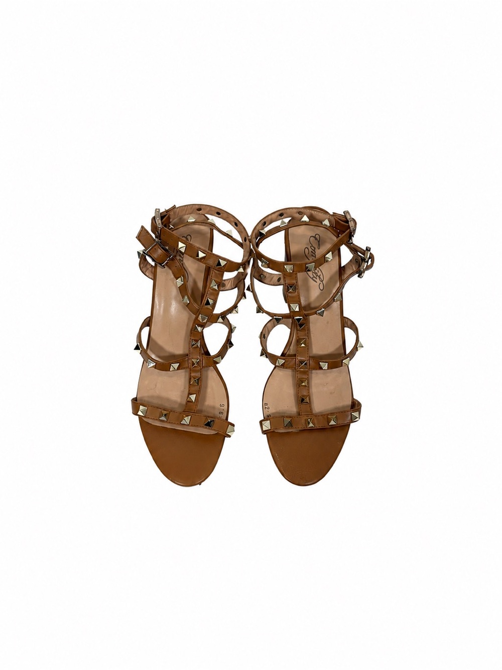 Studded Strappy Sandals in Brown